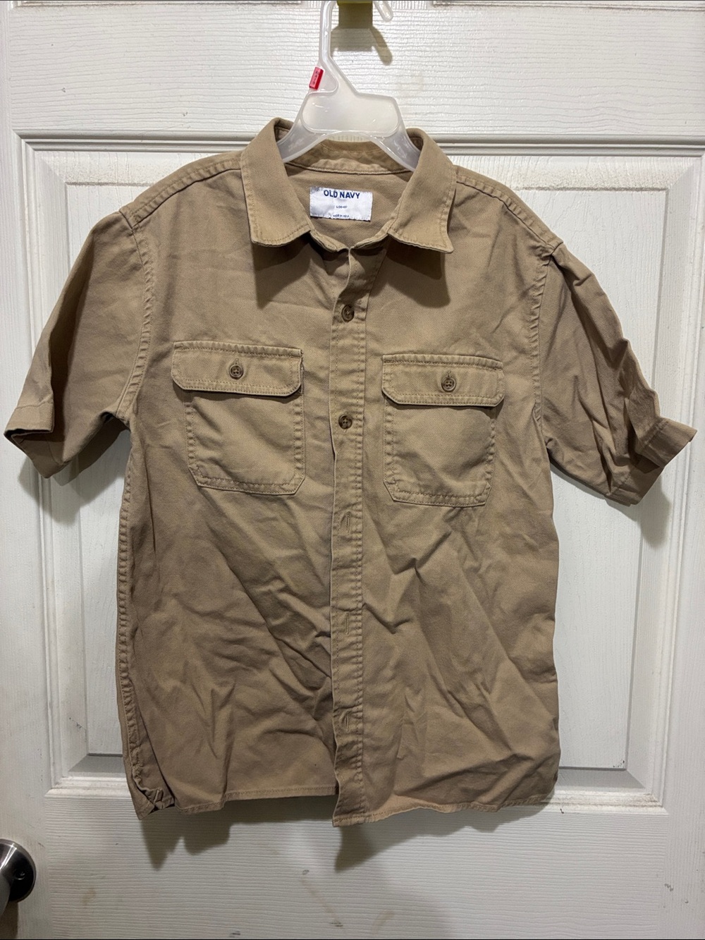 Old Navy Khaki Short Sleeve Button-Front Work Shirt